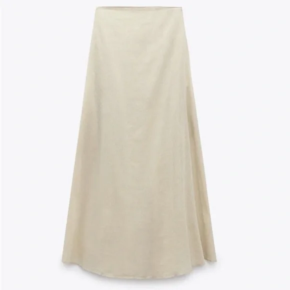 ZARA Beige Strapless Linen Dress - Picture 3 of 10